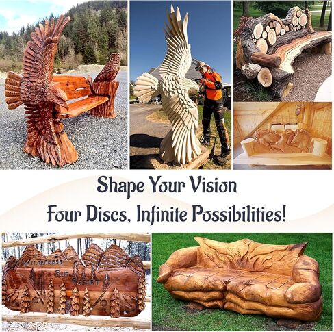 مجموعة أقراص نحت الخشب 5 قطع لمطحنة زاوية 4 بوصة أو 4 1/2 بوصة مع مفتاح ربط، قرص عجلة طحن أداة الجذع مع تجويف 7/8 بوصة، مرفقات عجلة قرص صنفرة النجارة لقطع وتشكيل وتلميع النحت in Kuwait