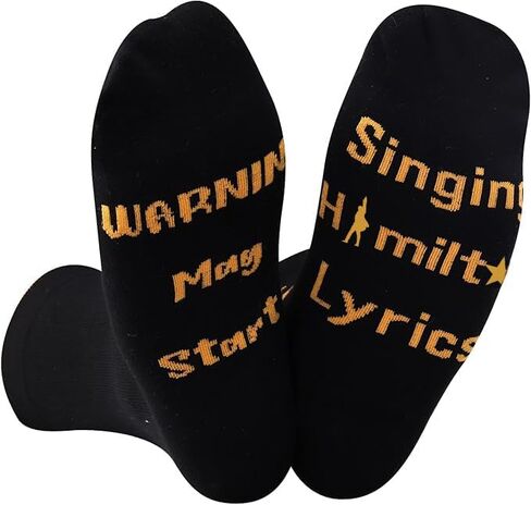 GJTIM Hamilton Gift Musical Gift Warning May Start Talking About Hamilton Lyrics Socks Funny Gift for Hamilton Fans in Saudi Arabia