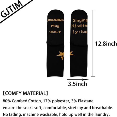 GJTIM Hamilton Gift Musical Gift Warning May Start Talking About Hamilton Lyrics Socks Funny Gift for Hamilton Fans in Saudi Arabia