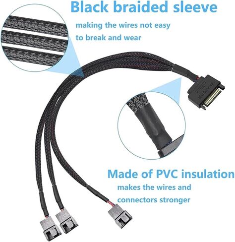 SATA to 3 Pin / 4 Pin Fan Adapter 15 Pin SATA to 12V PC Case Fan Splitter Extension Power Cable Adapter in Saudi Arabia