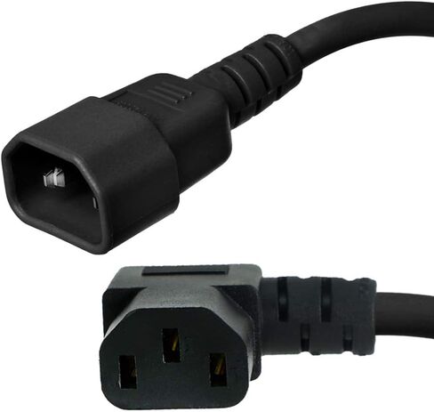 IronBox Electric - C14 to Left Angle C13 Power Cord - 90 Degree Computer Power Cord - Rated for 10A/250V - 18/3 AWG - IEC 60320 - Cable for Servers, Monitors, Computers, Networking Equipment (2 Feet) in Saudi Arabia