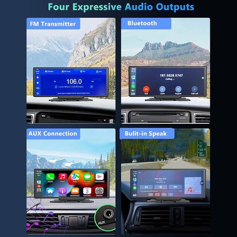 شاشة Apple Carplay & Android Auto للسيارة | 4K DASH CAM | 10.26 '' Stereo Stereo Stereo Stereo مع التحكم الصوتي ، والتشغيل الموسيقي ، وملاحة GPS ، و FM Transmitter & Mirror Link in Saudi Arabia