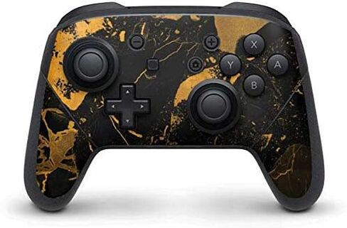 Skinit Decal Gaming Skin Compatible with Nintendo Switch Pro Controller - Black and Gold Scattered Marble Design in Saudi Arabia