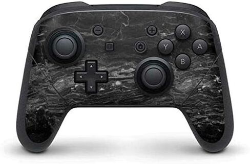 Skinit Decal Gaming Skin Compatible with Nintendo Switch Pro Controller - Black and Gold Scattered Marble Design in Saudi Arabia
