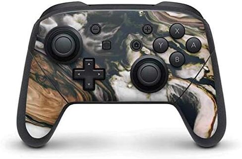 Skinit Decal Gaming Skin Compatible with Nintendo Switch Pro Controller - Black and Gold Scattered Marble Design in Saudi Arabia