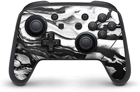 Skinit Decal Gaming Skin Compatible with Nintendo Switch Pro Controller - Black and Gold Scattered Marble Design in Saudi Arabia