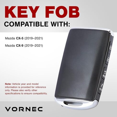 Smart Remote Key Fob Replacement for Mazda CX-5 & CX-9 (2019–2021) – 315MHz Keyless Entry – FCC ID: WAZSKE13D03 / Part Number TAYA-67-5DYB – 4 Buttons with Emergency Key & Battery in Saudi Arabia