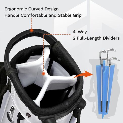 Lightweight Golf Stand Bag, Durable 4-Way Full-Length Dividers with Dual Straps & Stand Golf Carry Bag,Navy in Saudi Arabia