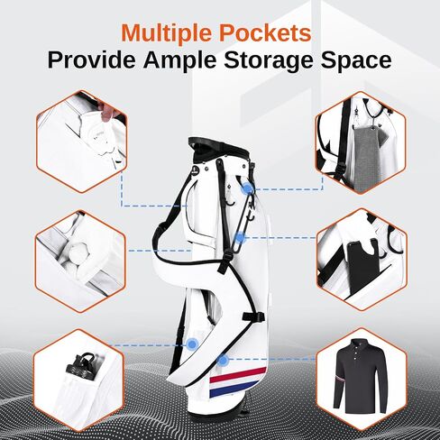 Lightweight Golf Stand Bag, Durable 4-Way Full-Length Dividers with Dual Straps & Stand Golf Carry Bag,Navy in Saudi Arabia