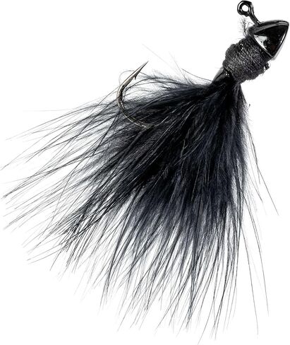 Strike King (TGHJ116-10) جولة جولة Hair Jig Fishing Erure ، Finesse Marabou Jig ، تنورة مربحة يدويًا ، 1/16 أونصة ، وحجم 1/0 خطاف ، 2 حزمة ، أسود in Saudi Arabia