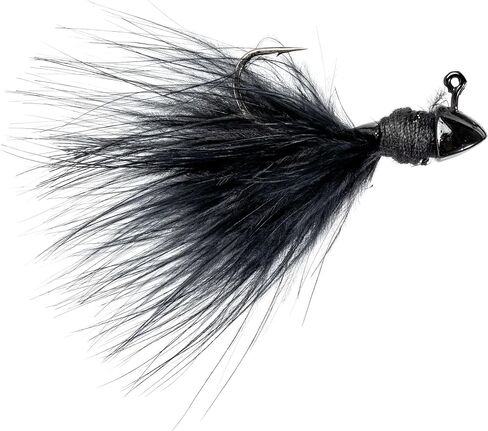 Strike King (TGHJ116-10) جولة جولة Hair Jig Fishing Erure ، Finesse Marabou Jig ، تنورة مربحة يدويًا ، 1/16 أونصة ، وحجم 1/0 خطاف ، 2 حزمة ، أسود in Saudi Arabia