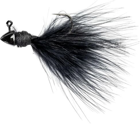Strike King (TGHJ116-10) جولة جولة Hair Jig Fishing Erure ، Finesse Marabou Jig ، تنورة مربحة يدويًا ، 1/16 أونصة ، وحجم 1/0 خطاف ، 2 حزمة ، أسود in Saudi Arabia
