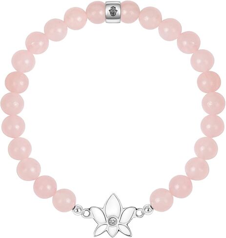 KARMA AND LUCK - Emotional Healing - Women's Real Rose Quartz 18K Rose Gold Plated Embedded Gorgeous Diamond Chip Evil Eye Charm Bracelet Handmade in Bali for Her in Kuwait