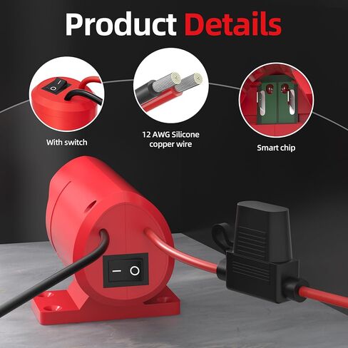 محول بطارية M12 لمحول ميلووكي 12 فولت محول بطارية عجلات الطاقة 14 سلك قياس مع الصمامات والموصلات لشاحنات RC ذاتية الصنع ألعاب الروبوتات in Kuwait