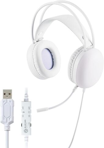 Elecom HS-G09STWH Gaming Headset, Wired 3.5mm LED Light, Supports PS5/PS4 Switch, Lightweight, Noise Reduction, Volume Controller, White in Saudi Arabia