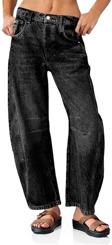 PLNOTME Women's Baggy Boyfriend Jeans Vintage Wide Leg Mid Rise Barrel Denim Ankle Pants in Saudi Arabia