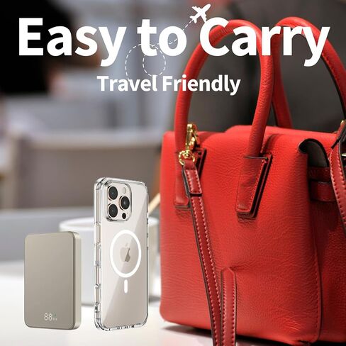 Su Lite Magnetic Power Bank 10000mah ، 20W Fast Charge USB-C ، الشاحن اللاسلكي ، Magsafe متوافق ، دعم iPhone ، Samsung ، Google Pixel ، Airpod ، شاحن محمول خفيف الوزن سليم 0.60 بوصة مع حقيبة حمل in Saudi Arabia