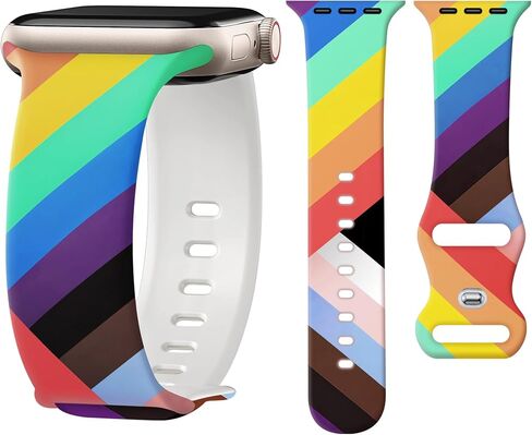 wipalor Pride Rainbow Band Fit Apple Watch Bands for Women 42mm 41mm 40mm 38mm, Sport Silicone iWatch Bands for Rainbow iPhone Watch Series 10 9 8 7 SE 6 5 4 3 2 1-Pride in Kuwait