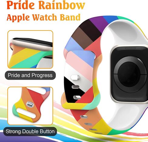 wipalor Pride Rainbow Band Fit Apple Watch Bands for Women 42mm 41mm 40mm 38mm, Sport Silicone iWatch Bands for Rainbow iPhone Watch Series 10 9 8 7 SE 6 5 4 3 2 1-Pride in Kuwait
