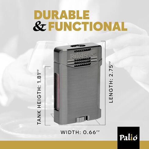 Palió Pro Line, Antares Doublejet Torch Lighter. Side Squeeze Ignition, Metalic Body, Color Tinted Fuel Window (Gunmetal) in Kuwait