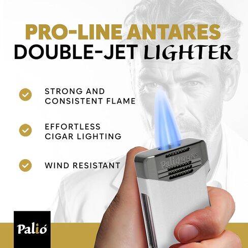 Palió Pro Line, Antares Doublejet Torch Lighter. Side Squeeze Ignition, Metalic Body, Color Tinted Fuel Window (Gunmetal) in Kuwait