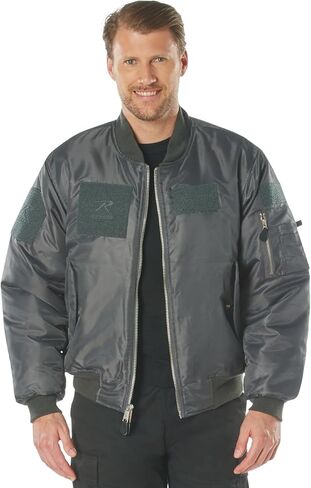 Rothco Flight Jacket with Patches - Iconic MA-1 Aviator Bomber Jacket - Black - Large in Saudi Arabia