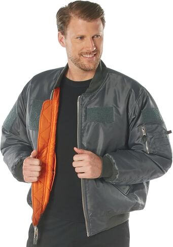 Rothco Flight Jacket with Patches - Iconic MA-1 Aviator Bomber Jacket - Black - Large in Saudi Arabia