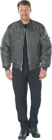 Rothco Flight Jacket with Patches - Iconic MA-1 Aviator Bomber Jacket - Black - Large in Saudi Arabia