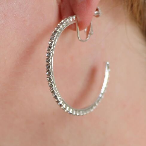 Rosemarie Collections Women's Chic Double Oval Hoop Style Dangle Clip On Earrings, 3" in Saudi Arabia