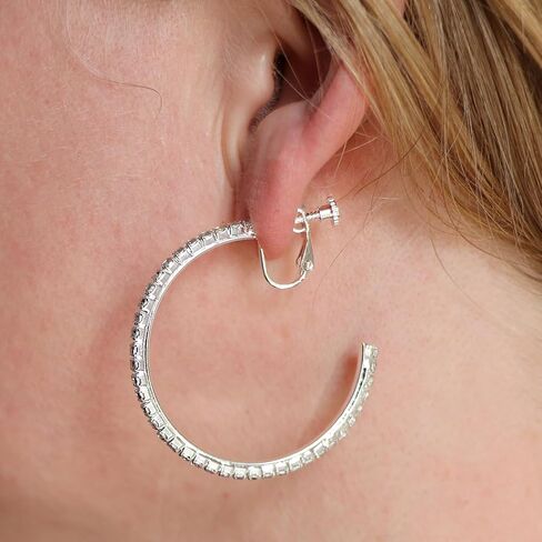 Rosemarie Collections Women's Chic Double Oval Hoop Style Dangle Clip On Earrings, 3" in Saudi Arabia