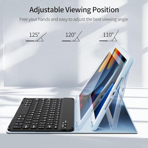 Case with Keyboard for iPad 9th Generation 2021, iPad 8th/7th Generation 2020/2019 10.2 Inch with Pencil Holder, Detachable Wireless Detachable Keyboard, Full Protection Cover, Black in Saudi Arabia