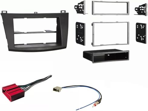 Stereo One OR DIN DIN Stereo Kit ، قابس تسخير الأسلاك ، ومحول هوائي Radio AM/FM -مصنوع من Mazda 3: 2010 2011 2013 Mazda3 in Kuwait