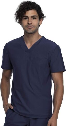 Cherokee Men's V-Neck Scrub Top, Modern Fit One Chest Pocket with 360° Stretch Knit CK885 in Saudi Arabia