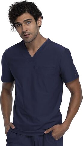 Cherokee Men's V-Neck Scrub Top, Modern Fit One Chest Pocket with 360° Stretch Knit CK885 in Saudi Arabia