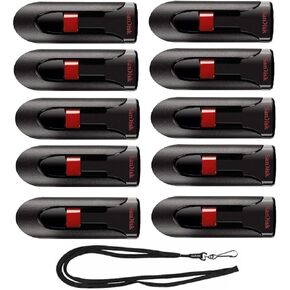SanDisk 64GB (10 Pack) Cruzer Glide USB 2.0 Flash Drive SDCZ60-064G-B35 Bundle with (5) GoRAM Black Lanyards (64GB, 10 Pack)