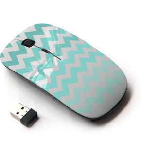[ Optical 2.4G Wireless Mouse [ Chevron Iridescent Green Colorful Gray ]