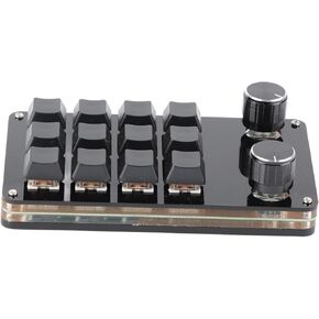 Fydun Red Switch Macro, Customized Knobs USB Mini Keypad for Desktop PC Keyboard Plug and Play Ergonomic (12 Keys with 2 Knobs)