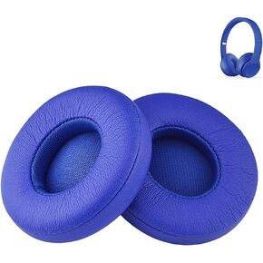 أجزاء الأذن من SOLO2/SOLO3 بديلة تتوافق مع DRE SOLO 3/SOLO 2 Wireless A1796/B0534 سماعات الرأس ورغوة لذاكرة البروتين (الأزرق)