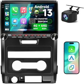 4G+64G Android 13 Car Radio Stereo Wireless Apple CarPlay&Android Auto&Mirror Link for Ford F150 2009-2014,10.1 inch 1280 * 720 Touch Screen Head Unit with GPS Navigation FM SWC WiFi Backup Camera