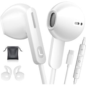 USB C Headphones for iPhone 16 iPhone 15 Pro Max Earphones Wired for Samsung Galaxy S25 S24 S23 Ultra A16, in Ear Phones with Stereo Microphone Volume Control USB C Wired Earbuds for Google Pixel 9 8