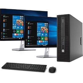 HP 800 G2 SFF Computer Desktop PC, Intel Core i5-6500 3.2GHz Processor, 8GB Ram, 128GB M.2 SSD, 1TB HDD, Wireless Keyboard & Mouse, WiFi | Bluetooth, New Dual 19 Monitor, Windows 10 Pro (Renewed)