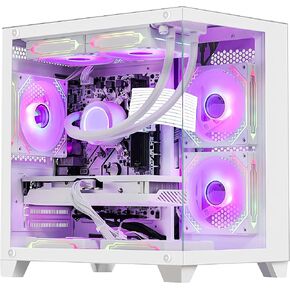 Gaming PC Desktop - AMD Ryzen 5 5500 3.6 GHz - Intel Arc B580 12GB - 16GB DDR4 RAM - 1TB M.2 SSD- 240 Liquid Cooler - WiFi & Bluetooth -RGB Fans -Windows 11 Pro Computer-Black