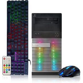 Dell RGB Gaming Desktop PC, Intel Quad I5 up to 3.6GHz, 16GB RAM, Radeon RX 550 4G GDDR5, 128G SSD + 2TB, DVD, WiFi & Bluetooth, RGB Keyboard & Mouse, Win 10 Pro (Renewed)