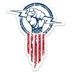 Electrician American Hero Hand Holding Thunder Sticker, Lineman Electrical Worker Stickers, Blue Collar Decals Waterproof Vinyl Stickers for Hard Hat Helmet Toolbox Vehicle Laptop Water Bottle
