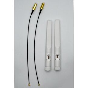 WiFi Antenna 2.4GHz-2.5GHz with SMA-RP Male Connector White, with 18CM Long SMA-RP Female to IPEX1 Cable, 2-Pack