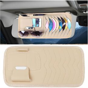 حالة تخزين حامل الأقراص المضغوطة للسيارة ، منظم Sun Visor مع 8 أحكام قرص DVD حزام مرن PEN ، حالة جيب منظمة كبيرة للتذاكر لبطاقات الائتمان ، ملحقات السيارات العالمية (أسود)