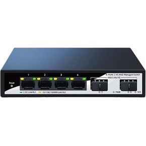 مفاتيح Business Ethernet 2.5GBE SWITCH 4 PORT RJ45 2500MBPS WEB MAGNED Ethernet Network Switch 2 Port 10G SFP+ SLOT Home Lab Switch (U+ K Adapter)