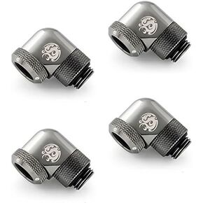 Bitspower G1/4" to Enhance Multi-Link Adapter Fitting for 12mm OD Rigid Tubing, 90 Degree Rotary, Black Sparkle, 4-Pack