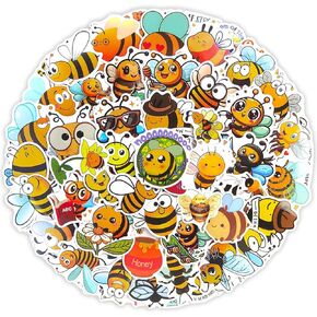 Cute Bee Stickers - 110 Pcs Waterproof Vinyl Cartoon Insect Stickers for Water Bottle, Laptop, Phone Case, Cup, Guitar - Bumble Bee for Kids, Teens & Adults