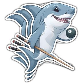 (3Pcs) Cool Shark with 8 Ball Sticker, Pool Shark Bumper Sticker, Billiard Sticker, Pool Decal, Billiards 8 Ball Black Sticker Bumper - Stickers for Laptop Water Bottle Phone Car Window Helmet 3"